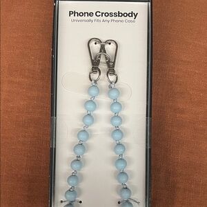 NIB Blue Beaded Phone Crossbody - Blue